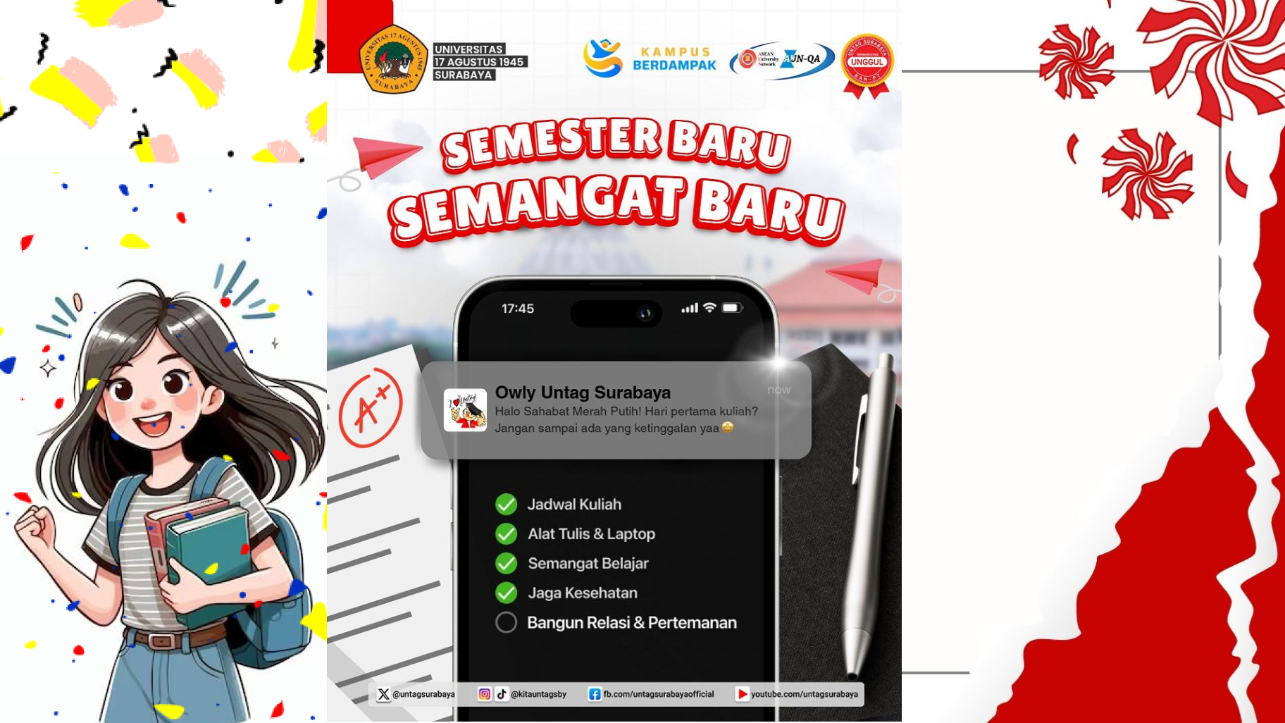 BACK TO CAMPUS! MAHASISWA UNTAG SURABAYA DIDORONG AWALI SEMESTER DENGAN PERSIAPAN MATANG