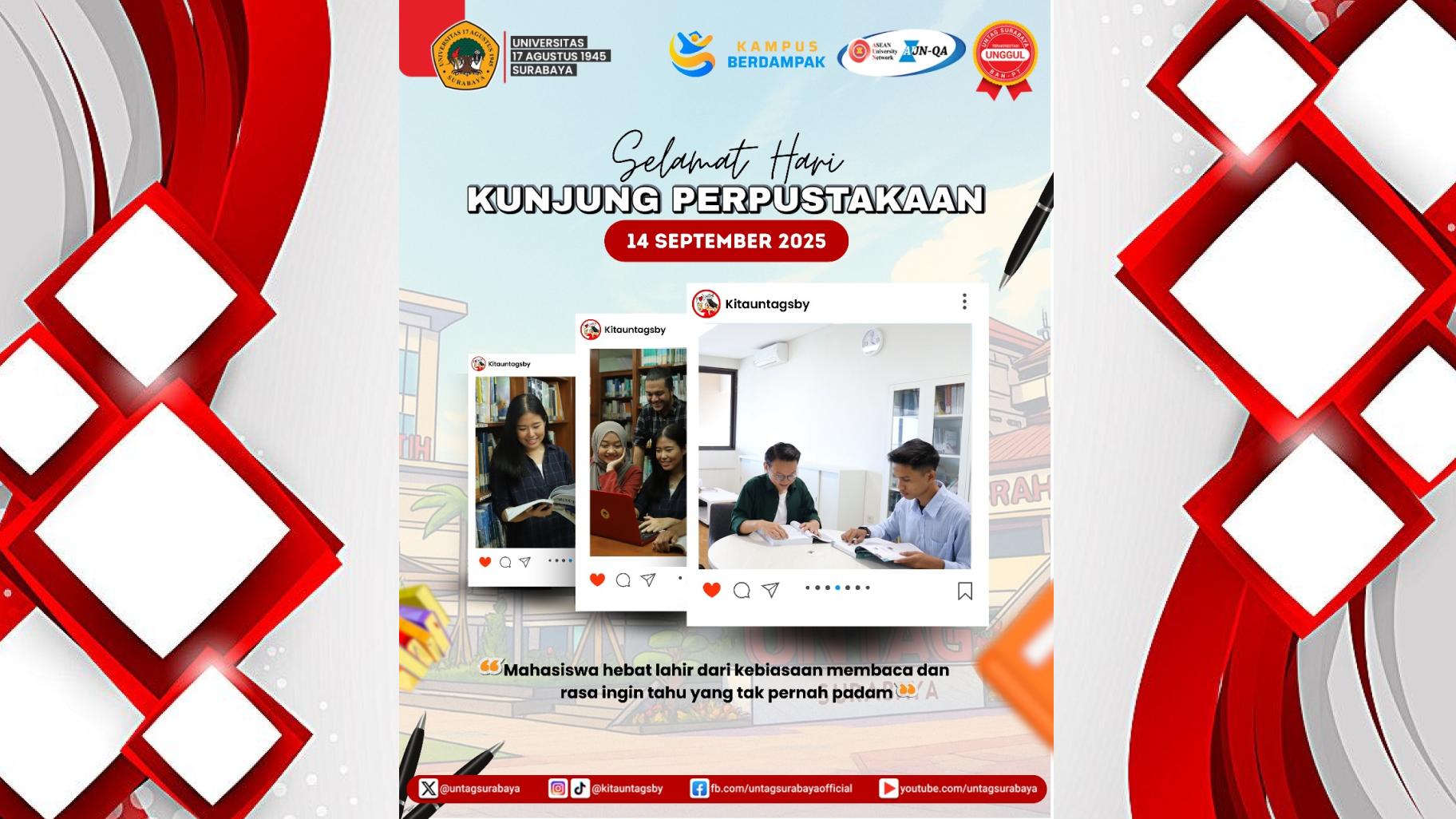 HARI KUNJUNG PERPUSTAKAAN 2025: UNTAG SURABAYA AJAK MAHASISWA JADIKAN MEMBACA SEBAGAI GAYA HIDUP