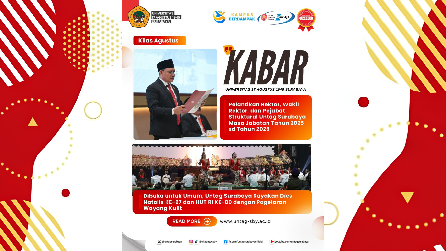 MOMEN BESAR SATU BULAN: PELANTIKAN STRUKTURAL & PERAYAAN HUT RI KE-80 DI UNTAG SURABAYA