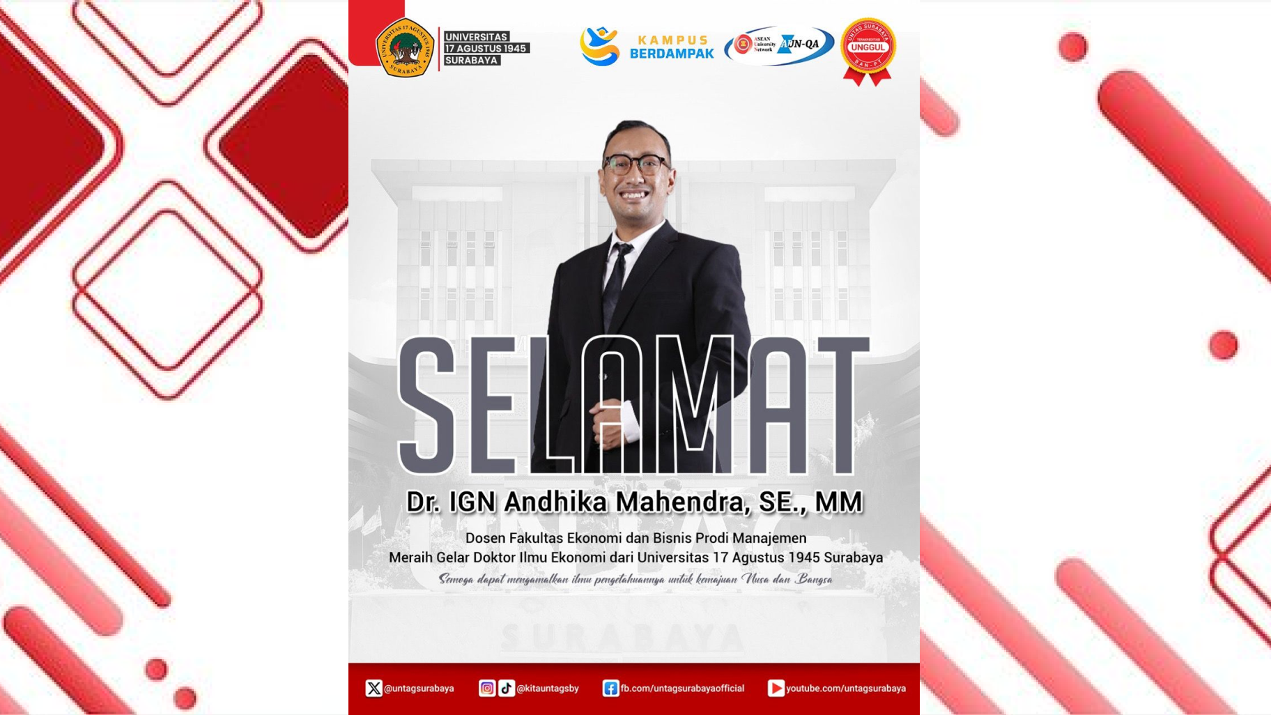 UNTAG SURABAYA SAMBUT DOKTOR BARU DI PRODI MANAJEMEN