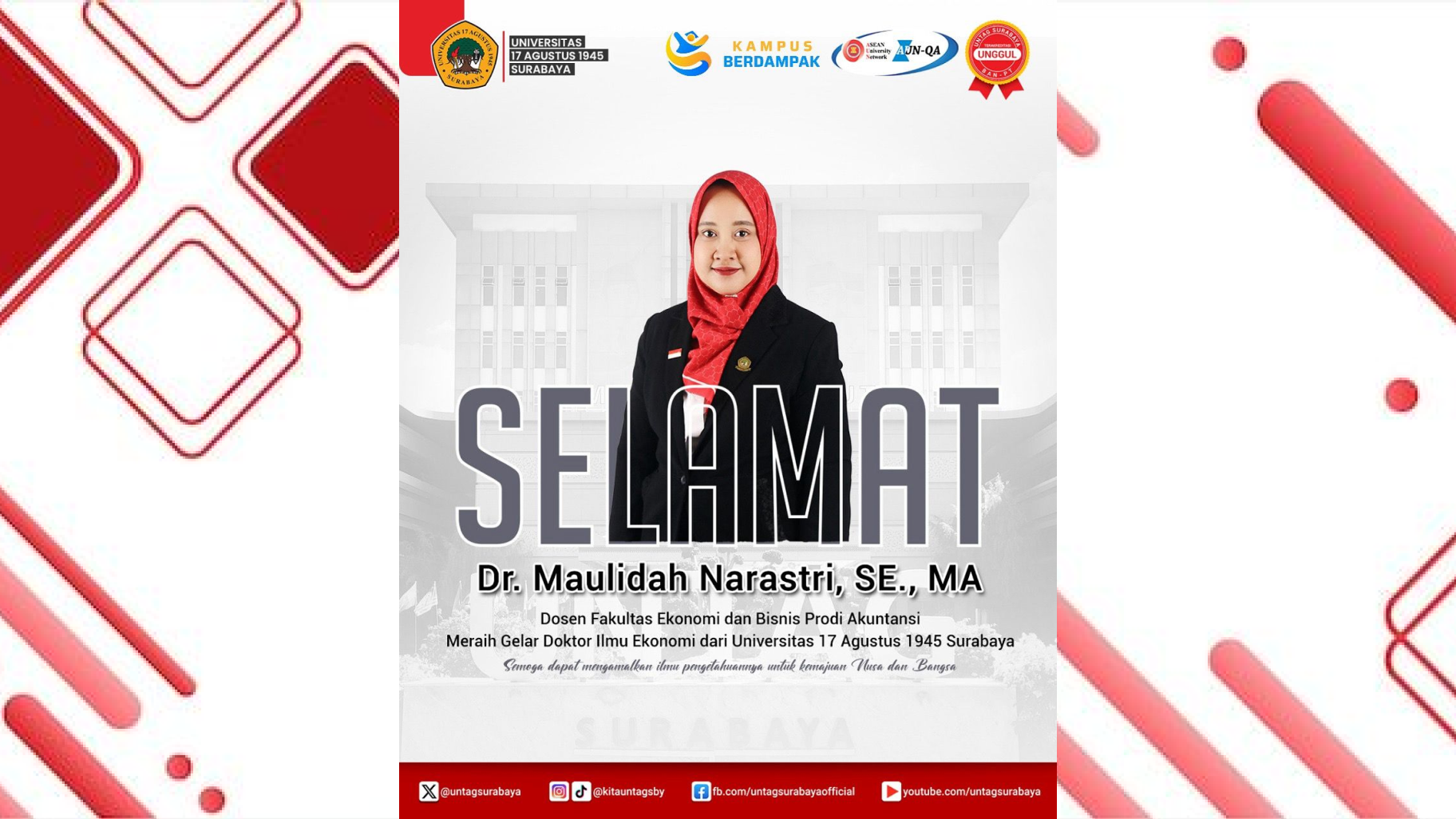 UNTAG SURABAYA APRESIASI CAPAIAN DOKTOR PRODI AKUNTANSI