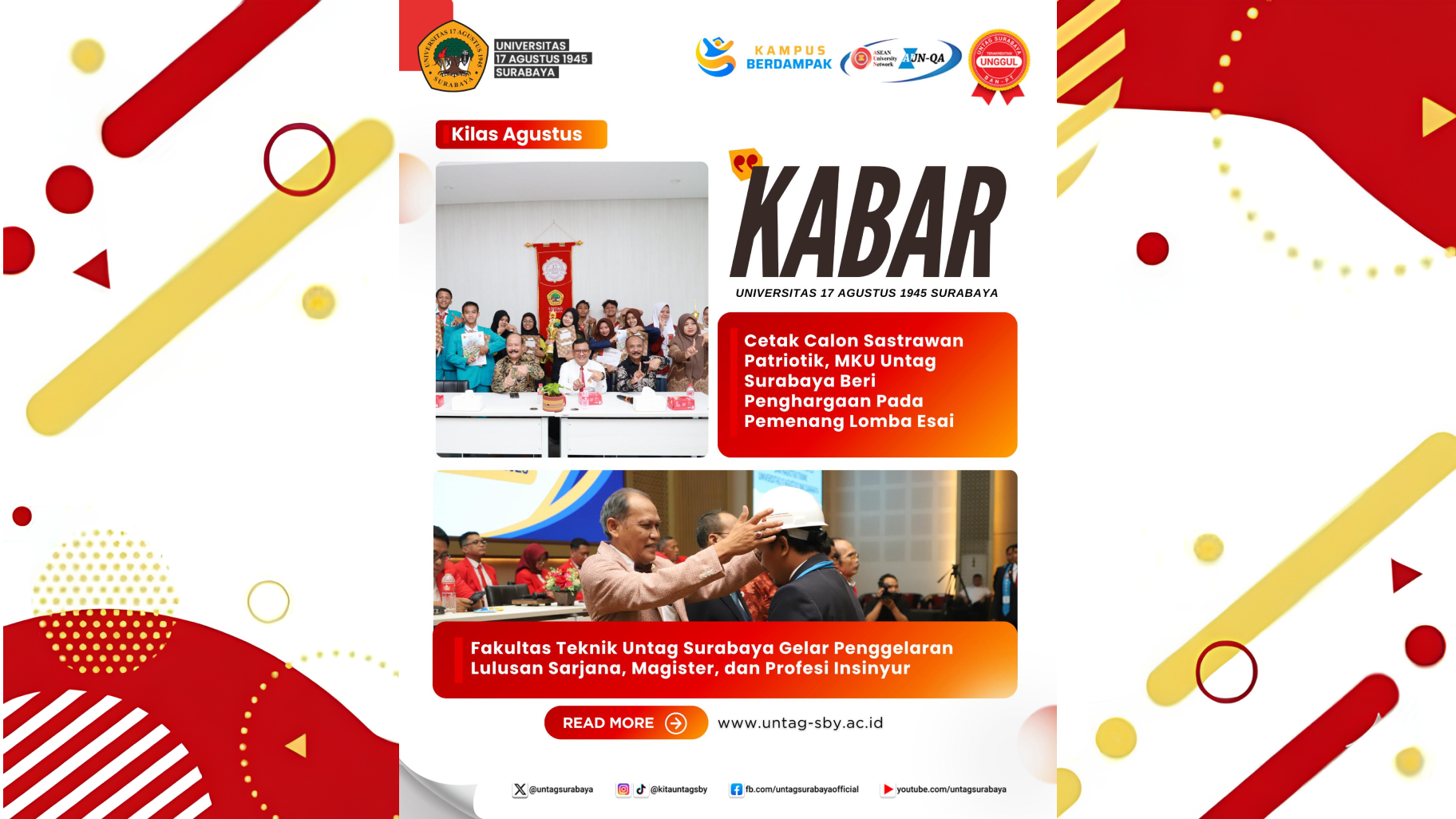 APRESIASI PEMENANG ESAI DAN PENGUKUHAN LULUSAN INSINYUR UNTAG