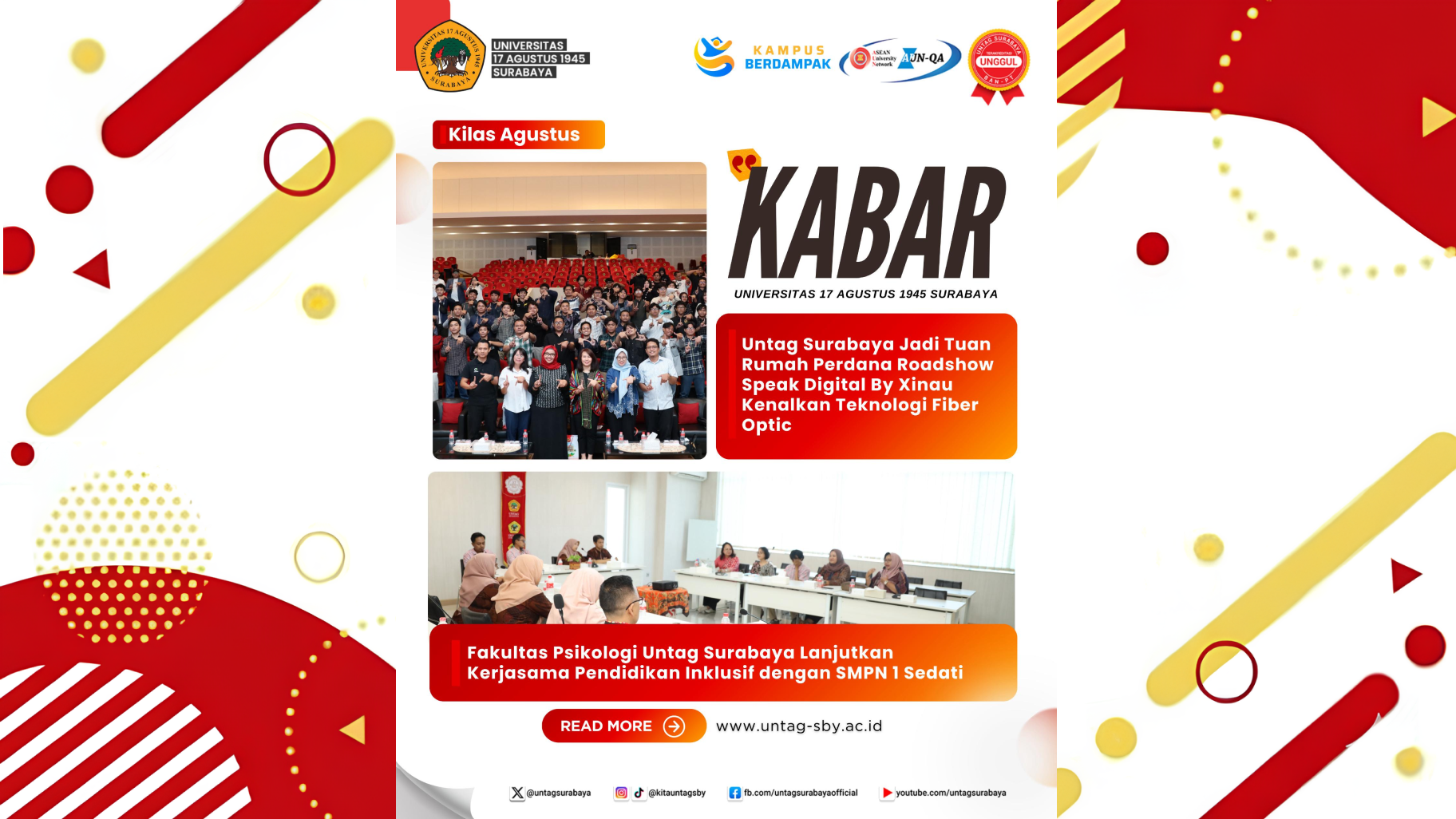 UNTAG SURABAYA JADI TUAN RUMAH ROADSHOW DIGITAL PERDANA & PELOPOR PENDIDIKAN INKLUSIF SMPN 1 SEDATI