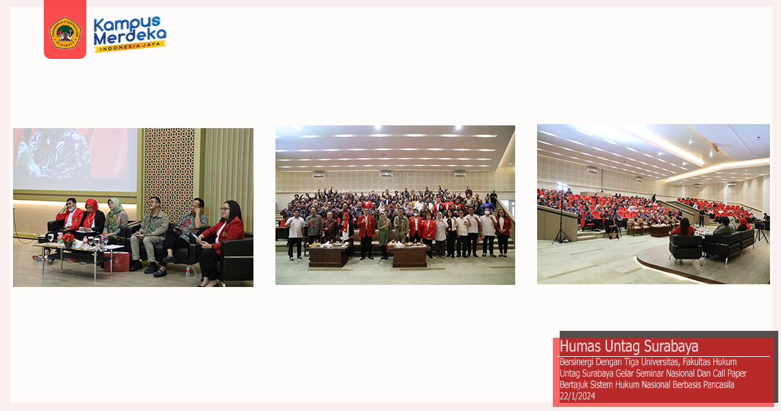 Bersinergi dengan 3 Universitas, FH Untag Surabaya Gelar Seminar Nasional
