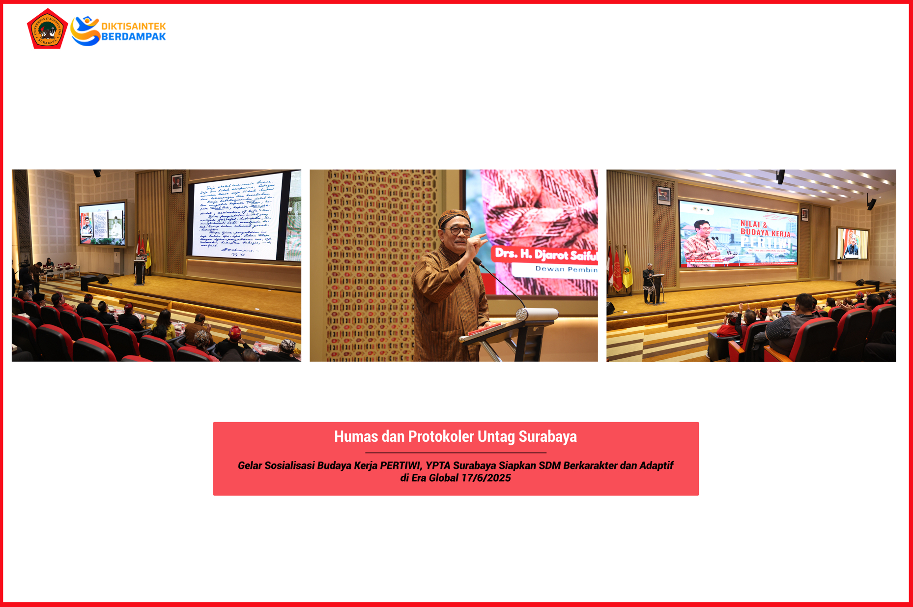 Sosialisasi Budaya Kerja PERTIWI, YPTA Surabaya Siapkan SDM Berkarakter & Adaptif di Era Global
