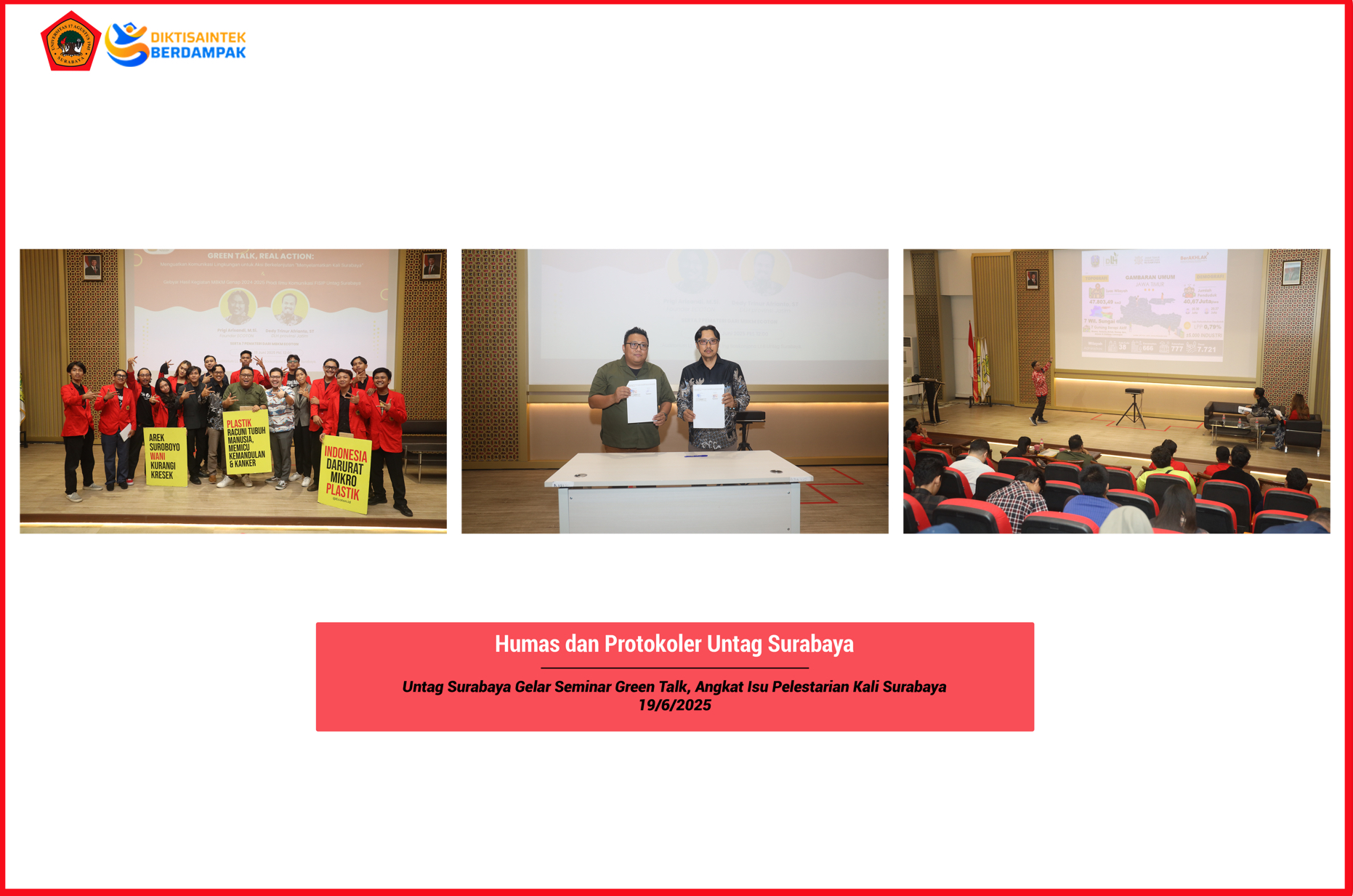 Untag Surabaya Gelar Seminar Green Talk, Angkat Isu Pelestarian Kali Surabaya