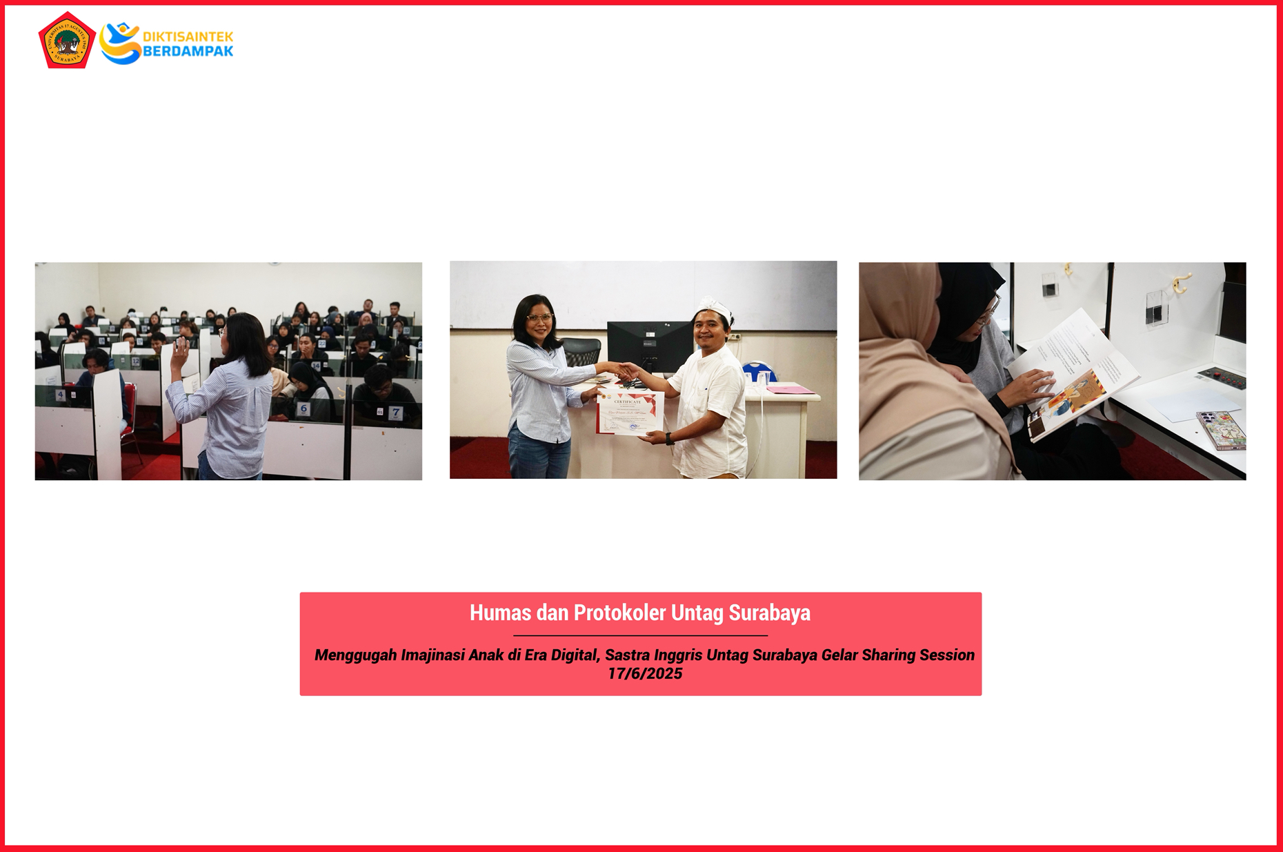 Menggugah Imajinasi Anak di Era Digital, Sastra Inggris Untag Surabaya Gelar Sharing Session