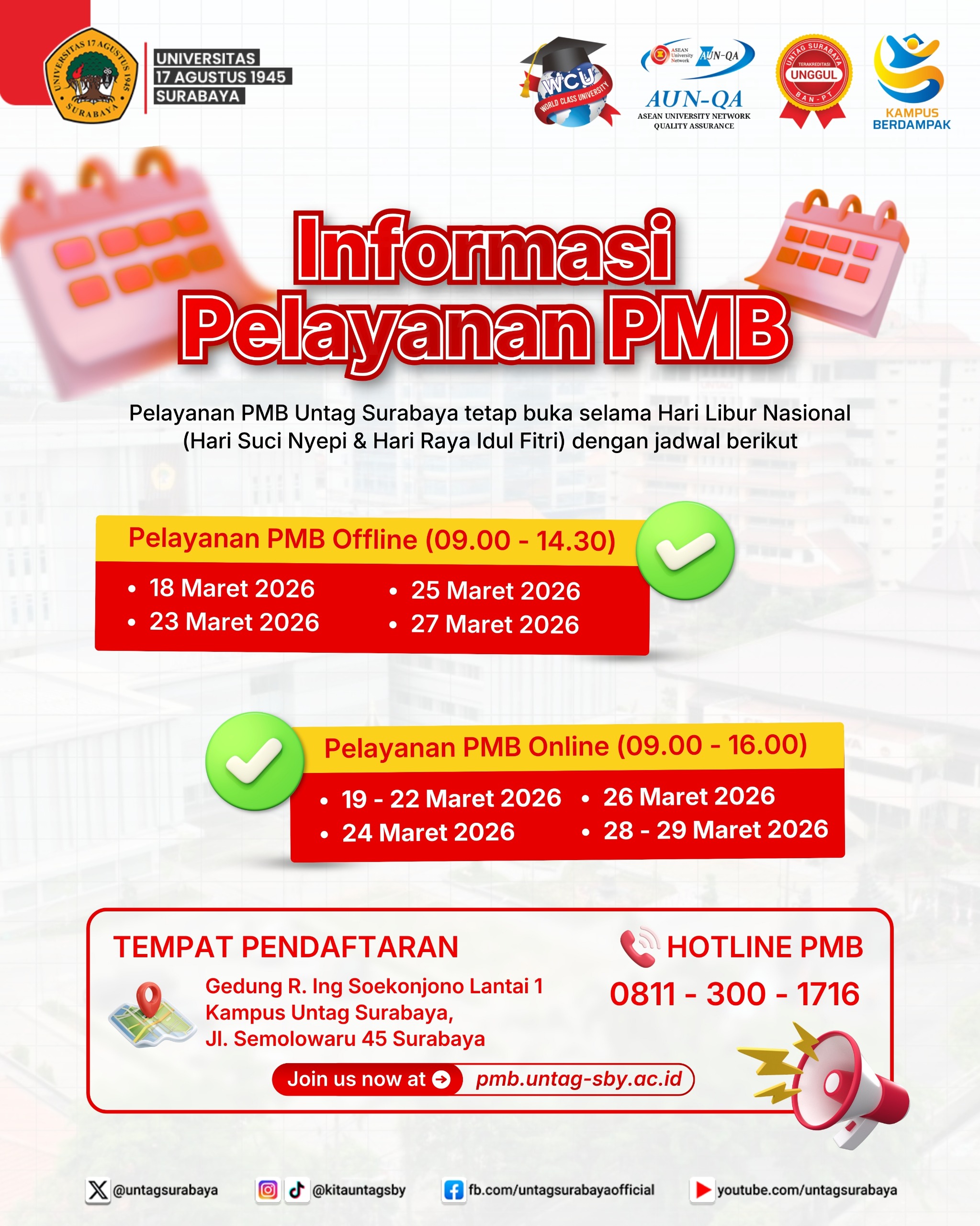 INFORMASI PELAYANAN PMB DI UNYTAG SURABAYA