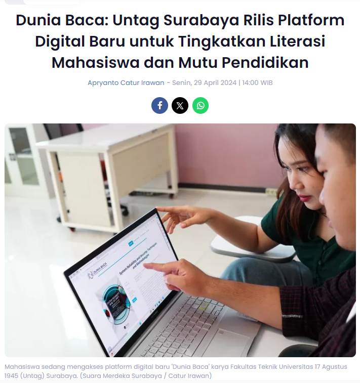 Untag Surabaya Rilis Platform Digital Baru untuk Tingkatkan Literasi Mahasiswa dan Mutu  Pendidikan