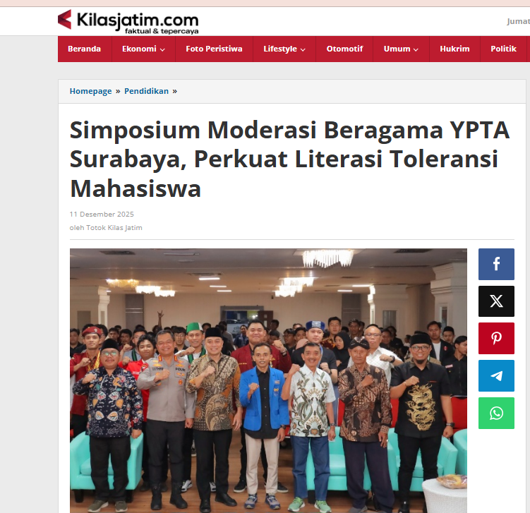 Simposium Moderasi Beragama YPTA Surabaya, Perkuat Literasi Toleransi Mahasiswa