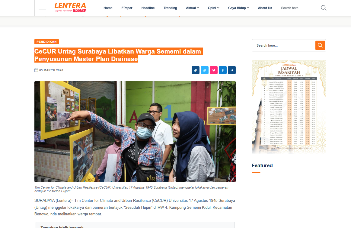 CeCUR Untag Surabaya Libatkan Warga Sememi dalam Penyusunan Master Plan Drainase