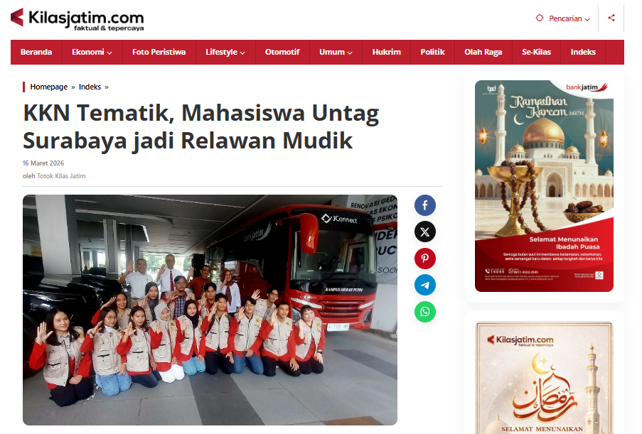 KKN Tematik, Mahasiswa Untag Surabaya jadi Relawan Mudik