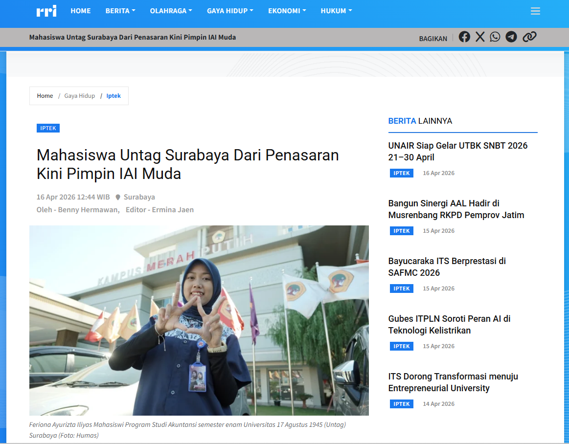 Mahasiswa Untag Surabaya Dari Penasaran Kini Pimpin IAI Muda