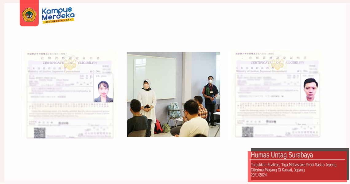 Tunjukkan Kualitas, Tiga Mahasiswa Prodi Sastra Jepang Diterima Magang Di Kansai, Jepang