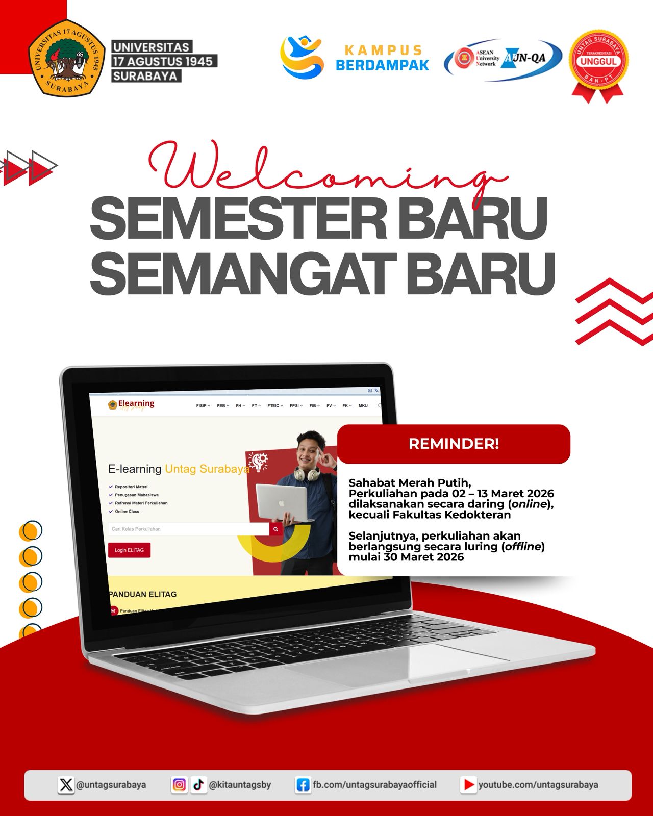 WELCOME SEMESTER BARU SEMANGAT BARU