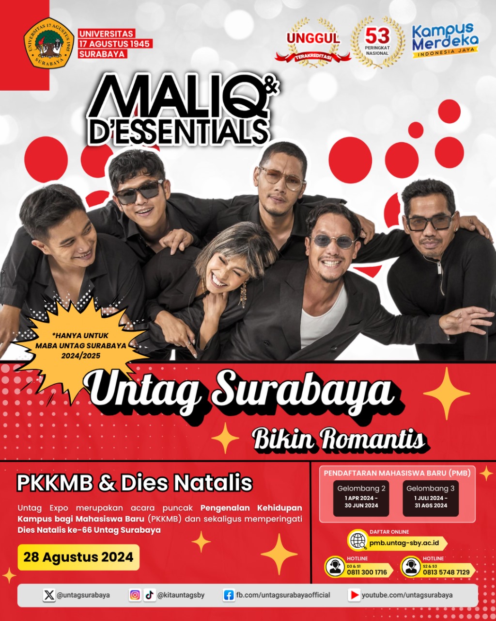 Maliq & D'Essentials Hadir di Puncak PKKMB dan Dies Natalis Untag Surabaya