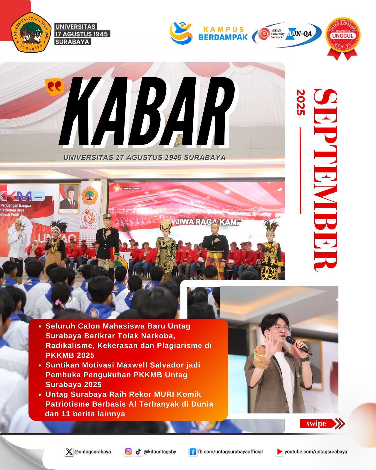 KABAR SEPTEMBER UNTAG SURABAYA HADIRKAN INSPIRASI TANPA BATAS