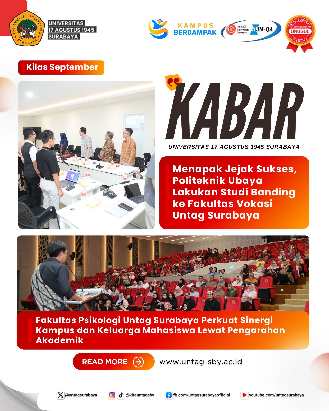 UNTAG SURABAYA MENGGUNCANG PANGGUNG AKADEMIK, VOKASI STUDI BANDING & PSIKOLOGI PERERAT SINERGI