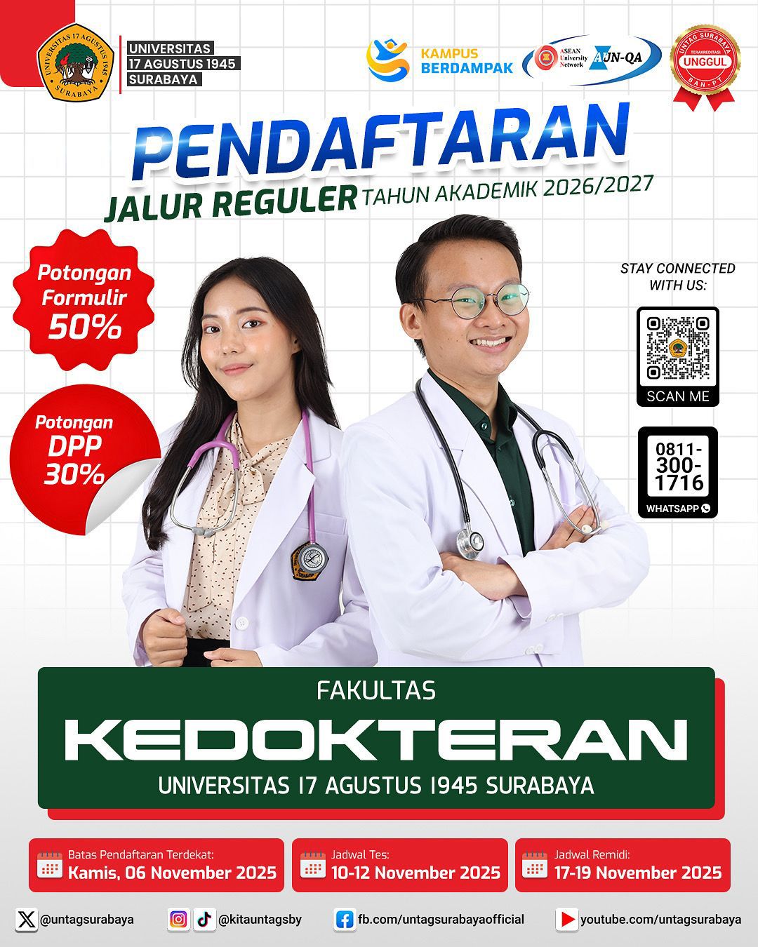  Kembali DIBUKA ..... Pendaftaran Fakultas Kedokteran UNTAG Surabaya