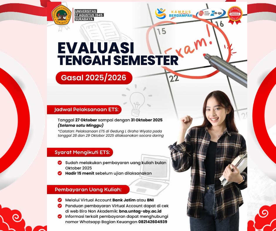 JANGAN LUPA TANGGALNYA !! PELAKSANAAN ETS UNTAG SURABAYA SEMESTER GASAL 2025/2026