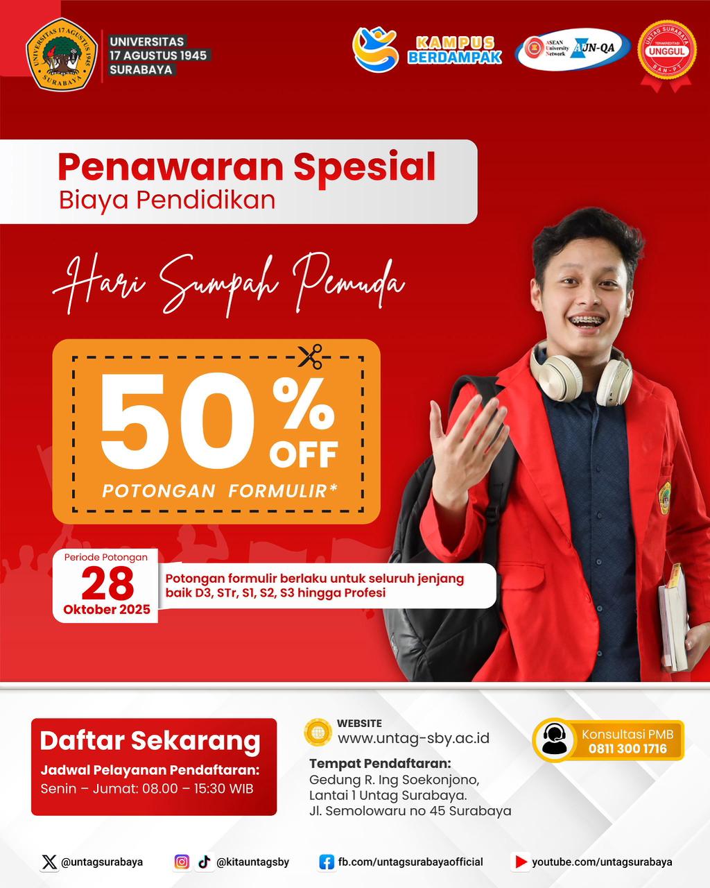 Jangan sampai ketinggalan !!! Discount Biaya Pendidikan dalam Rangka Memperingati Hari Sumpah Pemuda