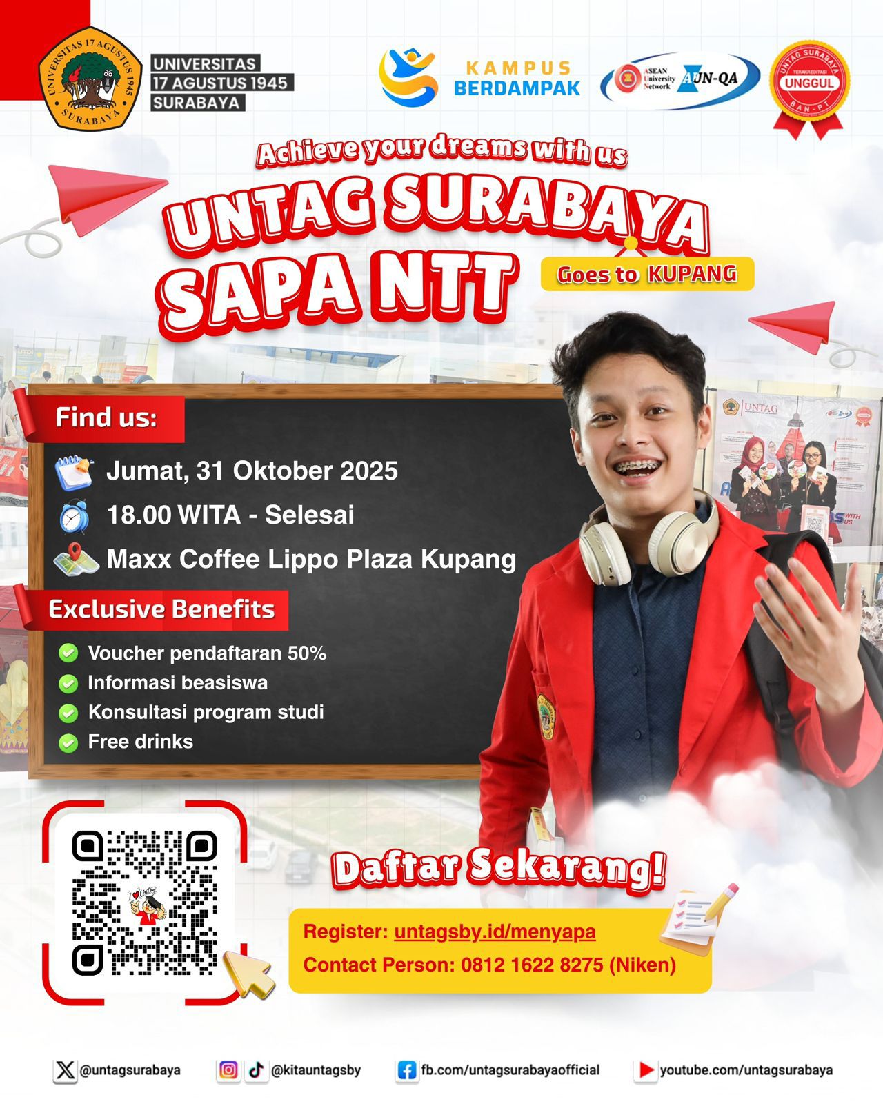 UNTAG Surabaya Sapa NTT: Dapatkan Diskon Pendaftaran, Info Beasiswa, dan Konsultasi Studi Langsung!