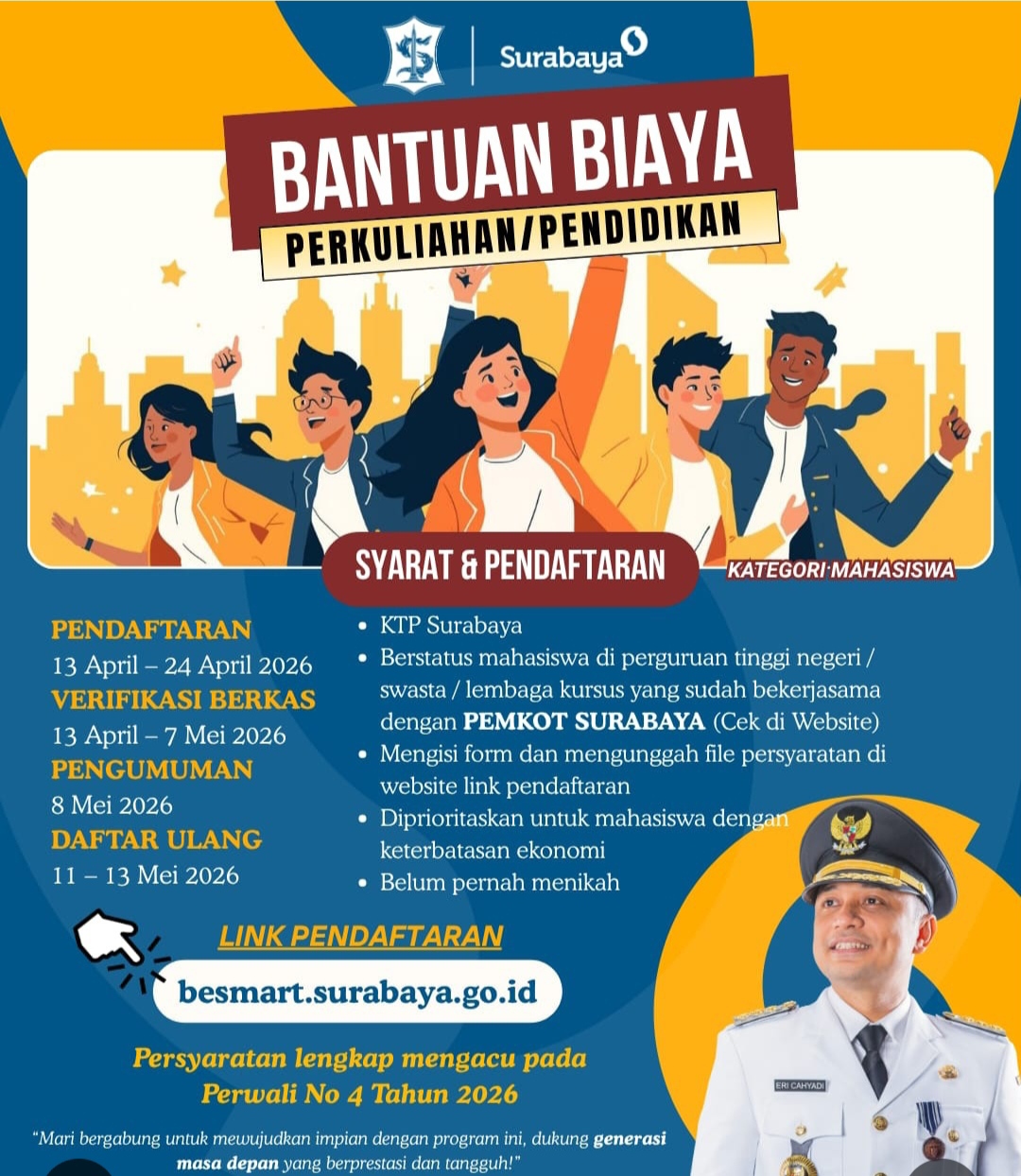 Jangan Lewatkan . . . Bantuan Biaya Pendidikan dari Pemerinta Kota Surabaya
