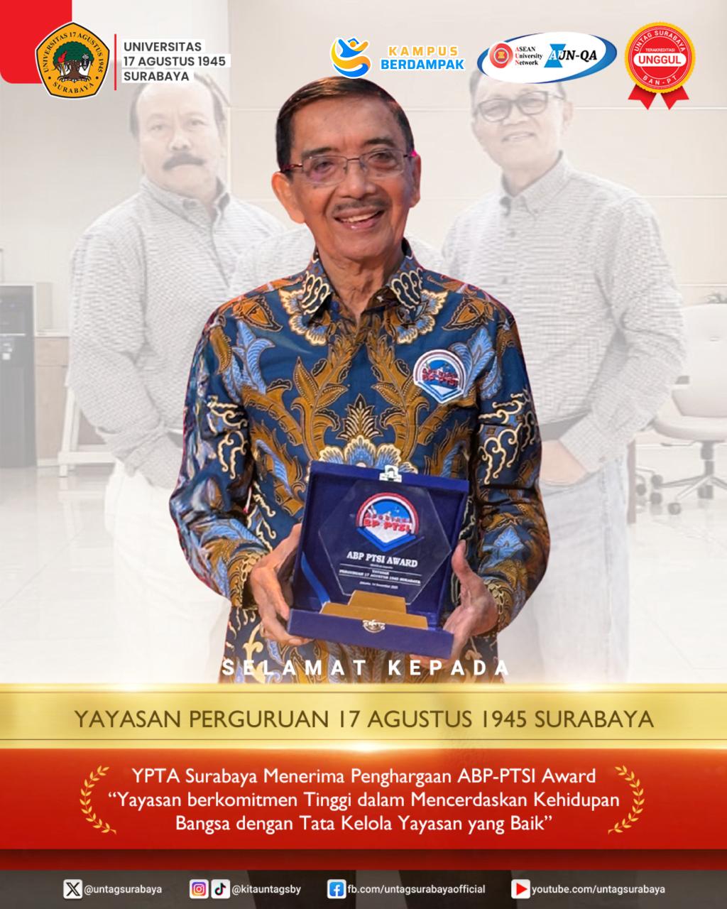 Yayasan Perguruan 17 Agustus 1945 Raih Penghargaan ABP-PTSI Award atas Komitmen Tata Kelola Yayasan 