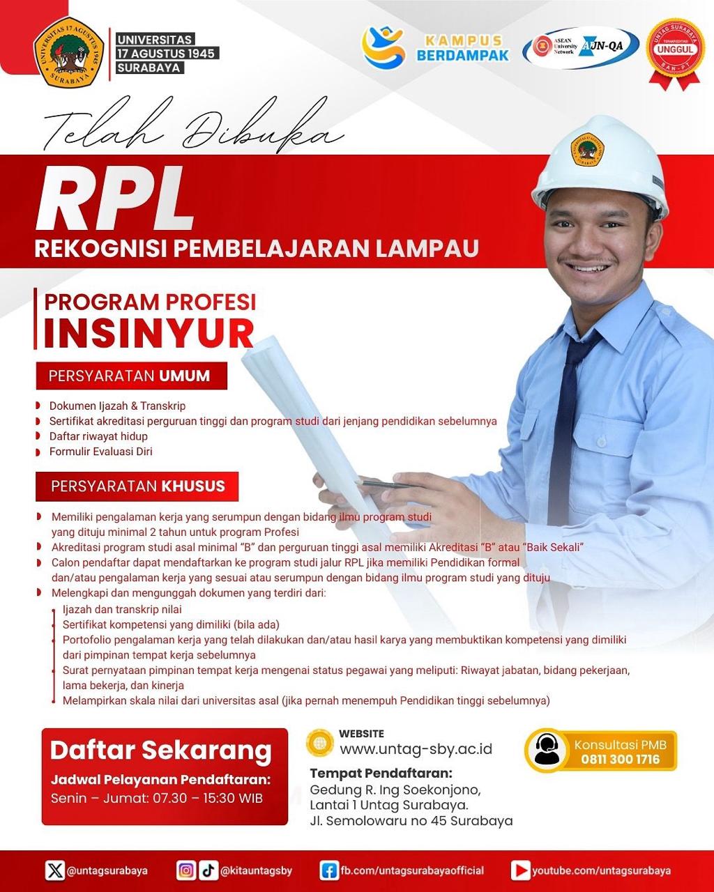 Untag Surabaya Buka RPL Program Profesi Insinyur, Kesempatan Emas untuk Profesional Berpengalaman