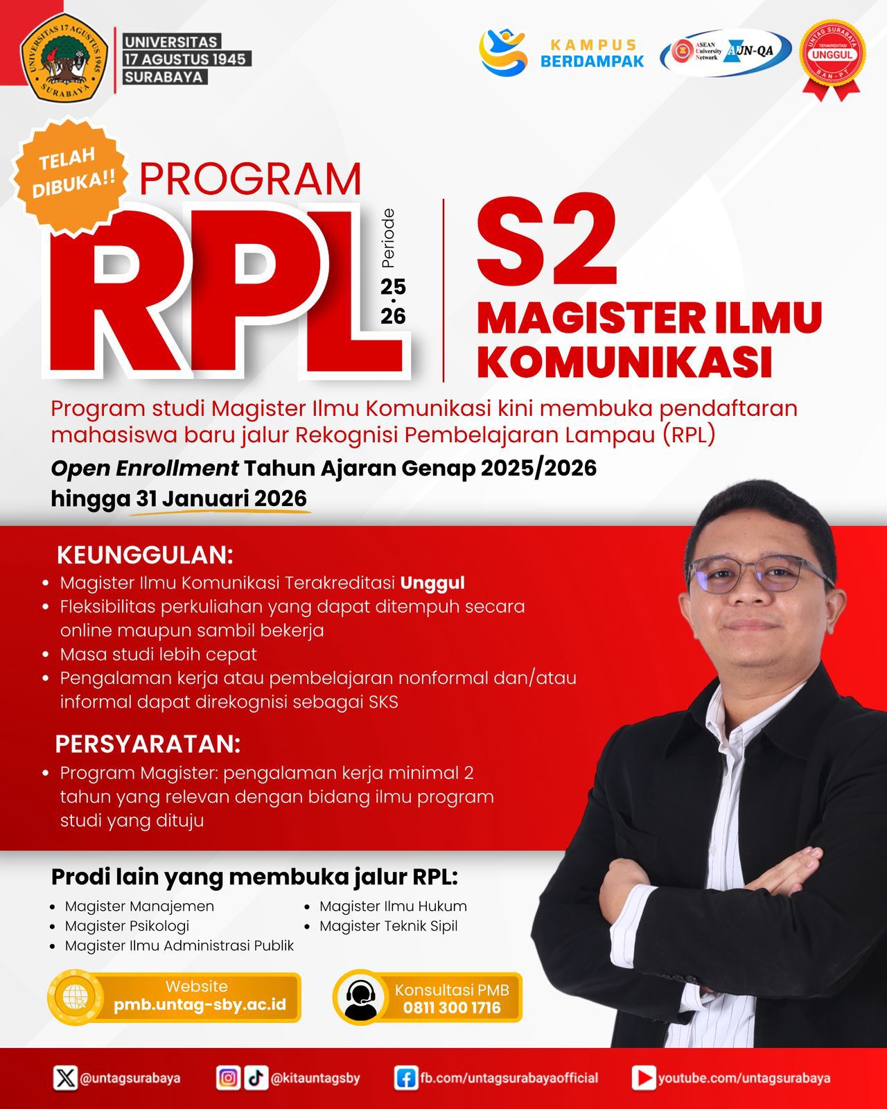 TELAH DIBUKA!! Program (RPL) Rekognisi Pembelajaran Lampau untuk S2 Magister Ilmu Komunikasi